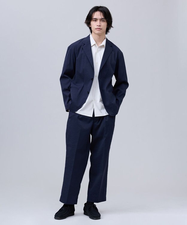 J.PRESS MEN 【J.PRESS ORIGINALS】【UNISEX】High Power Stretch Mechanical Jacket / 2B / Baggy-Fit ネイビー系