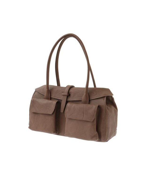 genten ゴートシュリンク かぶせ付トートバッグ グレージュ