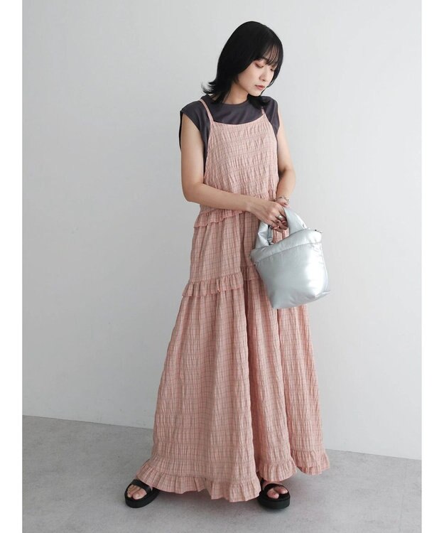 Green Parks ・Ｐｅｔｉｔ　Ｆｌｅｕｒ　チェックティアードキャミワンピ Pink