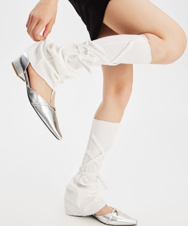 WEGO レースアップデザインレッグカバー ホワイト