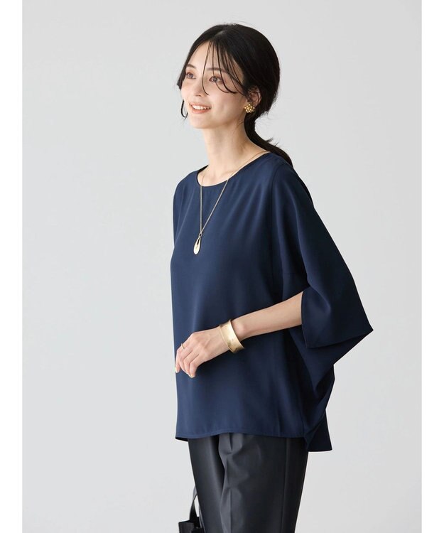 AMERICAN HOLIC イージーケア＋接触冷感　ドルマンブラウス Navy