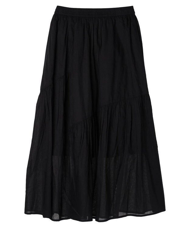 earth music&ecology コットンボイルランダム切替フレアスカート Black