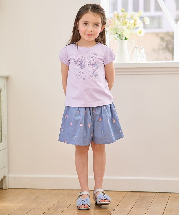 ANY KIDS 【WEB限定】7days プリント 半袖 Tシャツ ラベンダー×ユニコーン