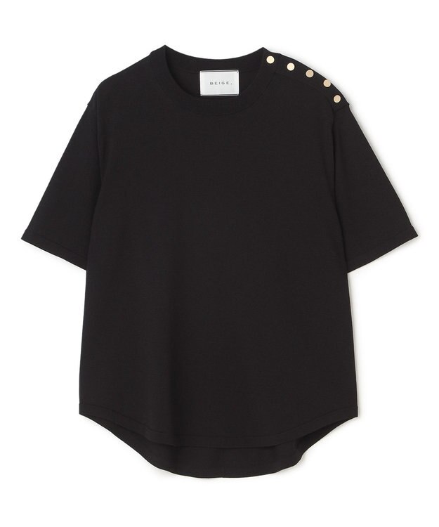 BEIGE， NADIA / ストレッチ メタルボタンニット Black