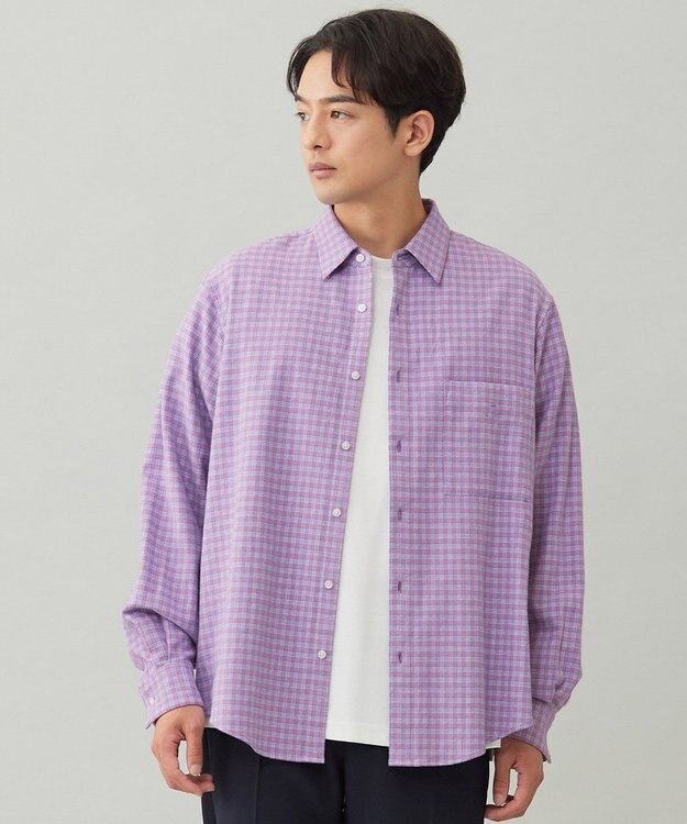 UNFILO MENS 【男女兼用】クリーンチェック ネルシャツ ワインチェック