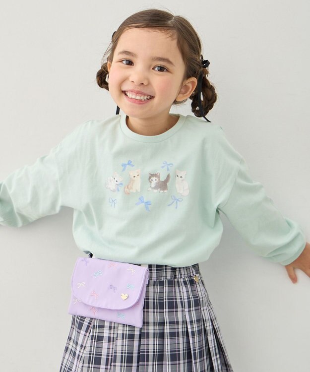 ANY KIDS 総柄刺繍移動ポケット ラベンダー