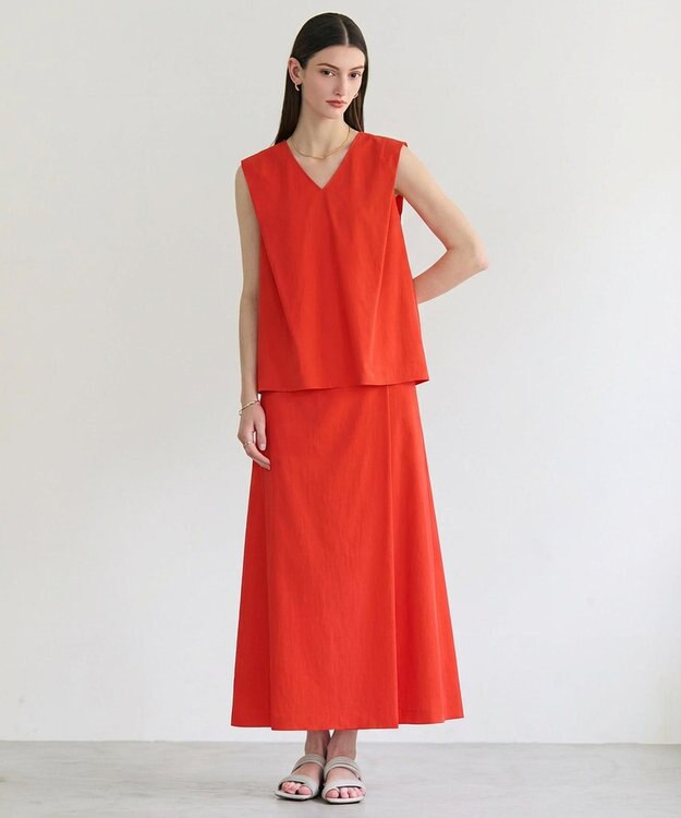 BEIGE， YANN / ラップタック フレアスカート Red