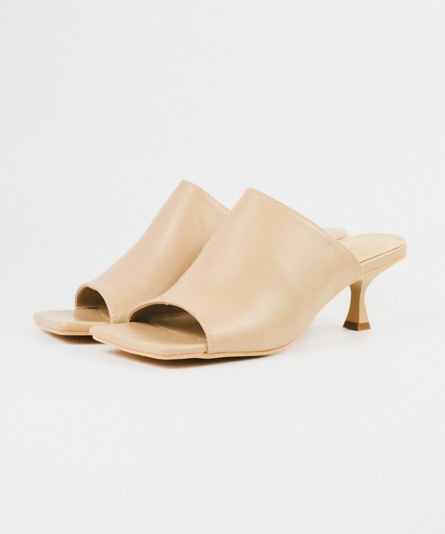 BONTRE 【PRECIEUX JOUET/プレシュウジュエ】ワイドスクエアスカルプチャーヒールミュール/019PJ ベージュ