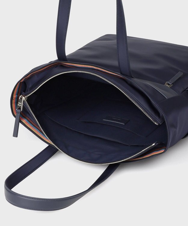 Paul Smith ナイロンブライトストライプトリム トートバッグ ネイビー
