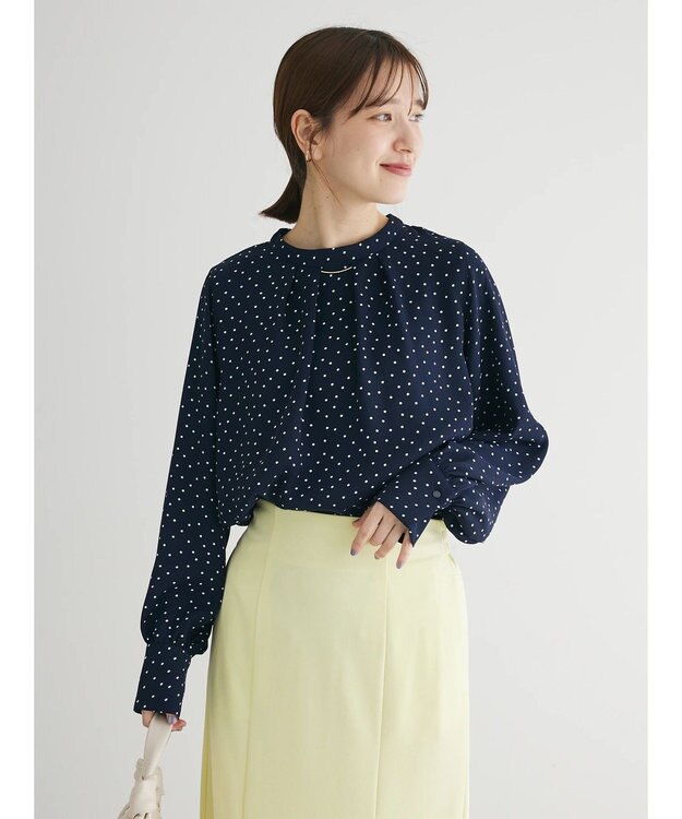 Green Parks ２ｗａｙ　ボウタイアソートブラウス Dot Navy