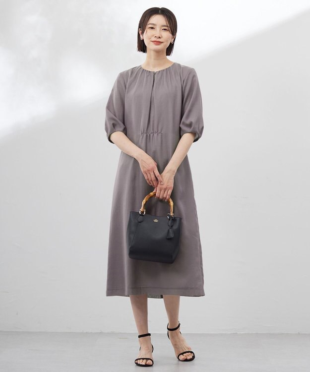 J.PRESS LADIES 【洗える】ブライトスパンボイル ワンピース グレージュ系