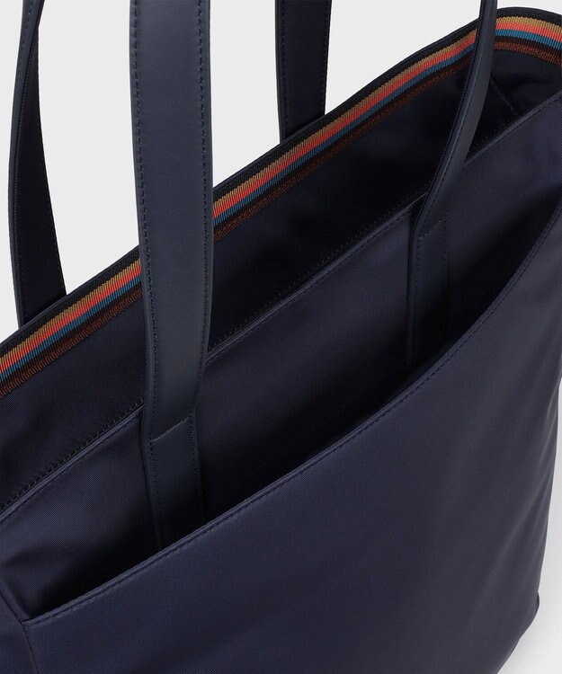 Paul Smith ナイロンブライトストライプトリム トートバッグ ネイビー