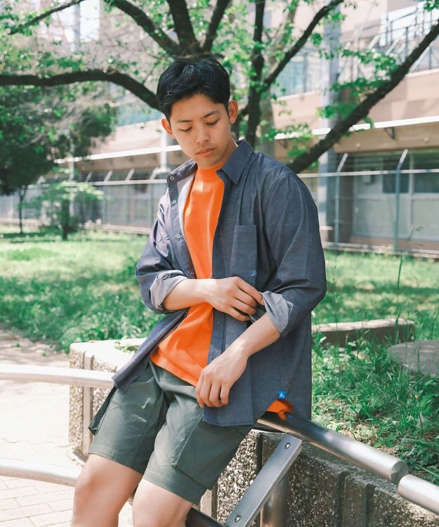 SHARE PARK MENS 【UVカット・撥水・ストレッチ】イージーデニムレギュラーカラーシャツ ネイビー系