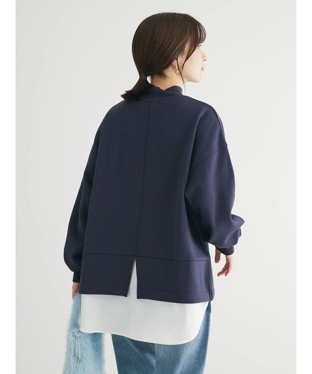 Green Parks 裏起毛ドッキングチュニック Navy