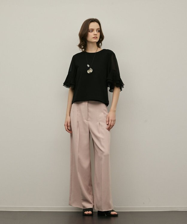 GRACE CONTINENTAL シフォンスリーブカットトップ ブラック