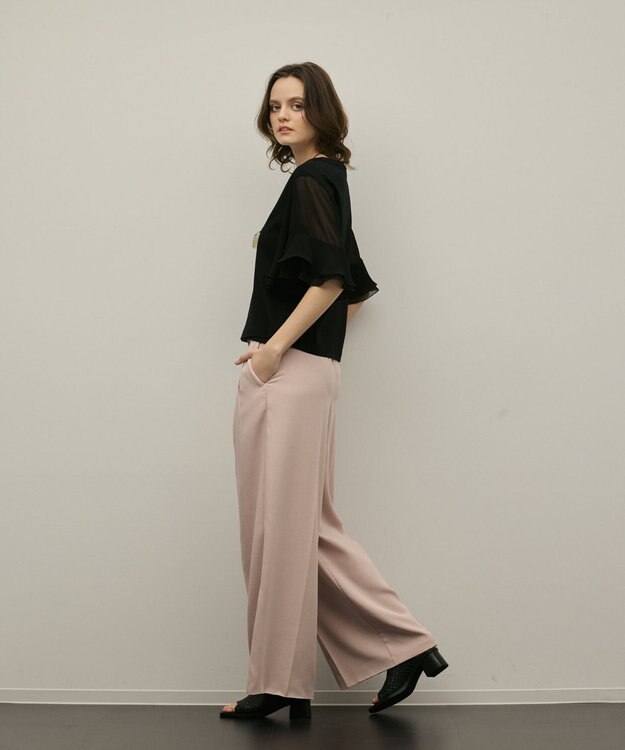 GRACE CONTINENTAL シフォンスリーブカットトップ ブラック