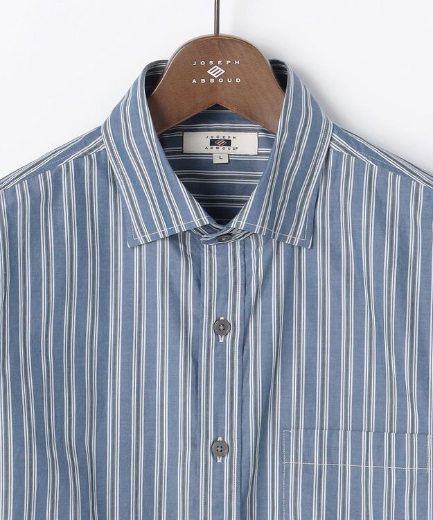 JOSEPH ABBOUD 【シルク混・上質】シルクコットンストライプ シャツ ネイビー系1