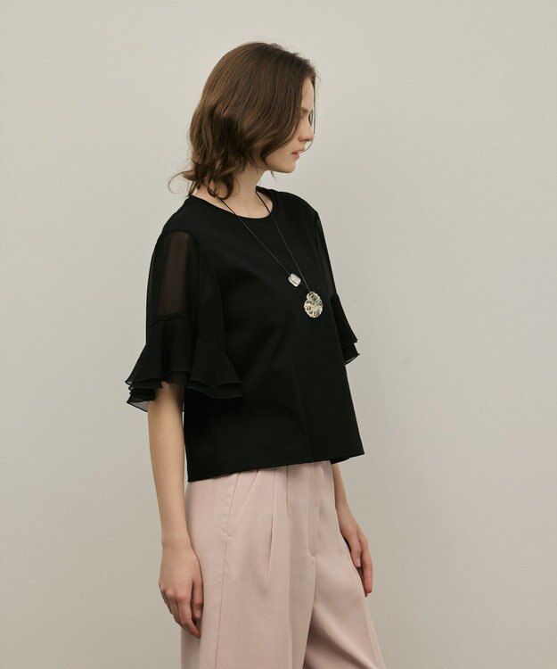 GRACE CONTINENTAL シフォンスリーブカットトップ ブラック