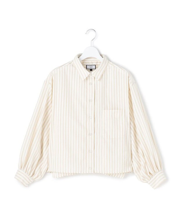 J.PRESS YORK STREET 【WOMEN】ストライプショート ブラウス ベージュ系1