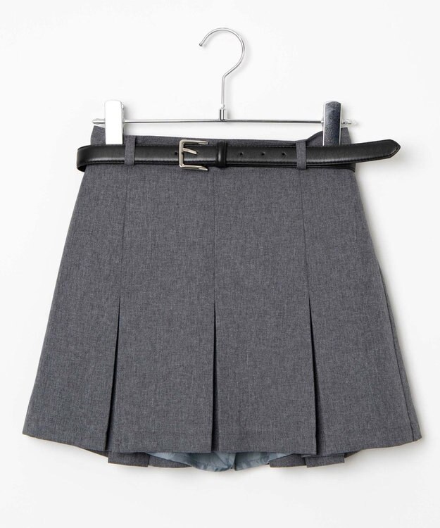 WEGO 【SCHOOLITEM】ベルト付ボックスプリーツスカパン 杢グレー