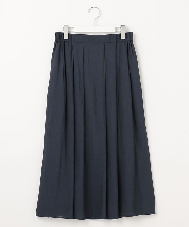 J.PRESS LADIES 【洗える】スプリットジョーゼット ランダムタック スカート ネイビー系