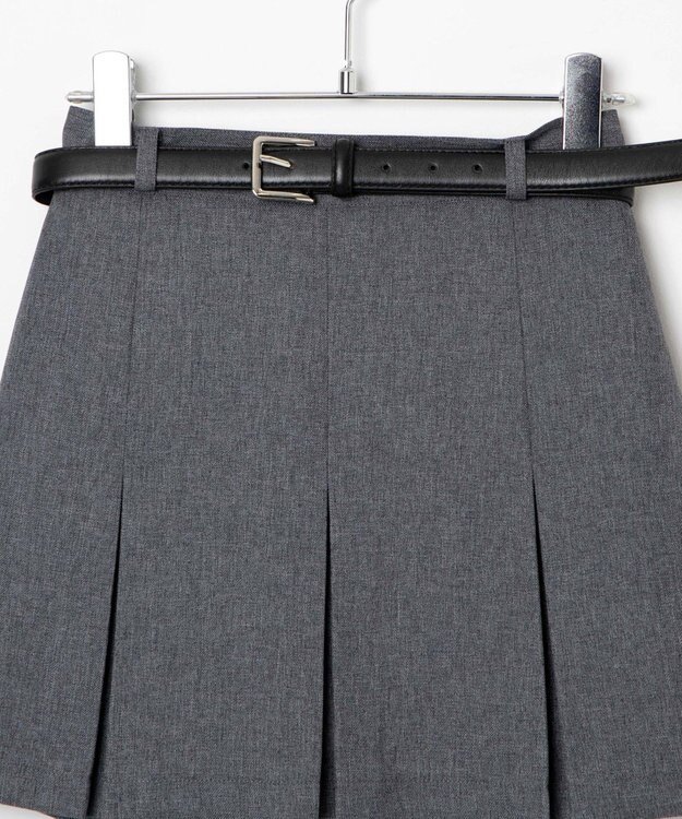 WEGO 【SCHOOLITEM】ベルト付ボックスプリーツスカパン 杢グレー