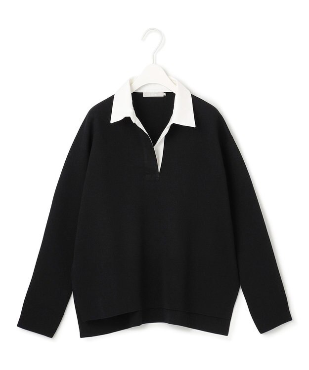 ICB 【洗える】 シンセティックダブルフェイス ラガーニットプルオーバー ブラック系