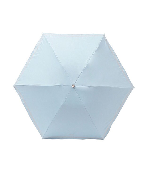 MOONBAT FURLA(フルラ) 晴雨兼用日傘 折りたたみ傘 ジッパー刺繍 1級遮光 遮熱 UV サックスブルー