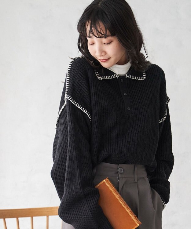 WEGO ハンドステッチポロプルオーバー ブラック