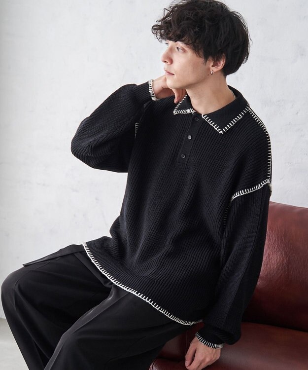 WEGO ハンドステッチポロプルオーバー ブラック