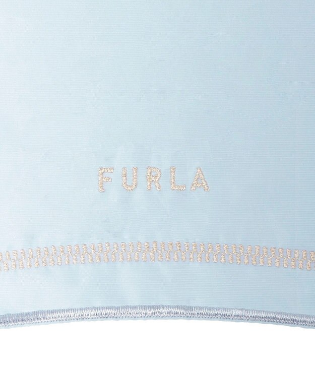MOONBAT FURLA(フルラ) 晴雨兼用日傘 折りたたみ傘 ジッパー刺繍 1級遮光 遮熱 UV サックスブルー