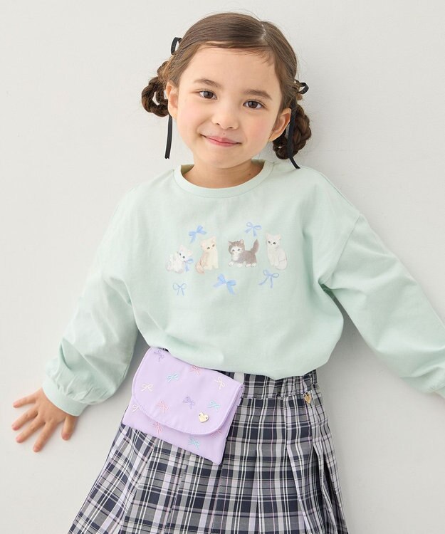 ANY KIDS 総柄刺繍移動ポケット ラベンダー