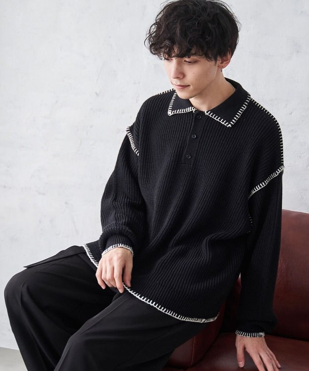 WEGO ハンドステッチポロプルオーバー ブラック