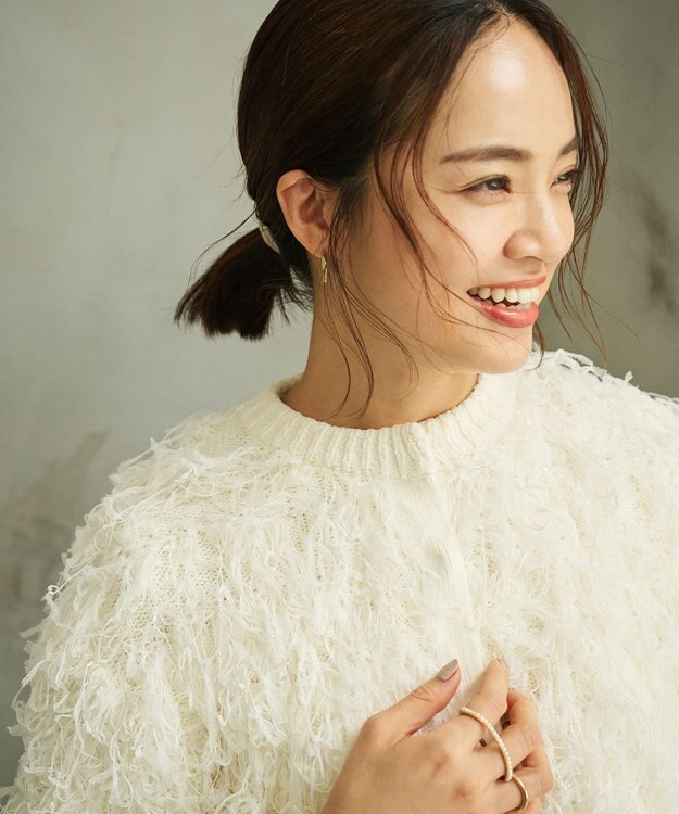 #Newans リボンヤーンニットカーディガン ホワイト