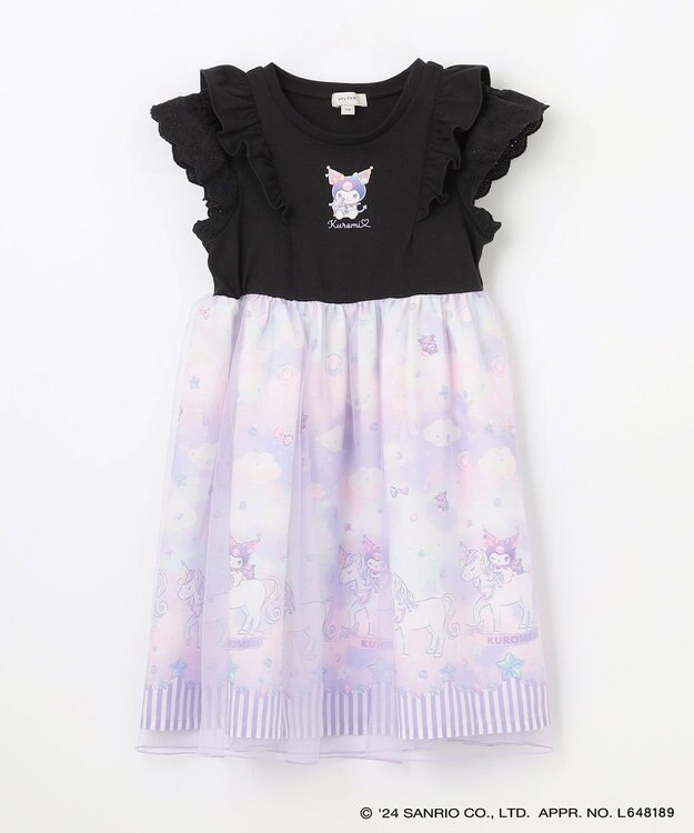 ANY KIDS 【サンリオキャラクターズ×any FAM】オン・オフショルダーチュールワンピース ブラック×クロミ