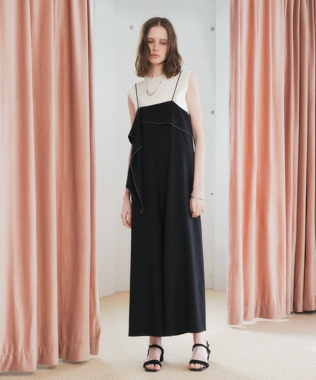 YECCA VECCA ラッフルキャミオールインワン Black