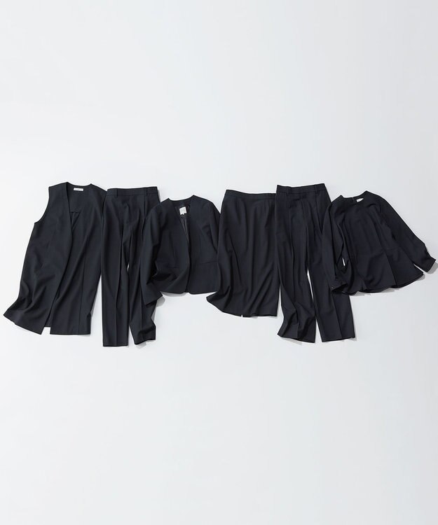 ANY L 【洗濯機可/ストレッチ/セットアップ可】イージーケアペプラムブラウス ネイビー