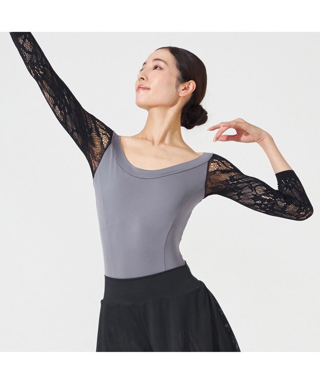 Chacott ロングスリーブレオタード ダークグレー