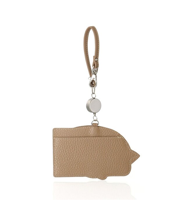 IBIZA アニマーダ　牛革　リール付きパスケース ベージュ