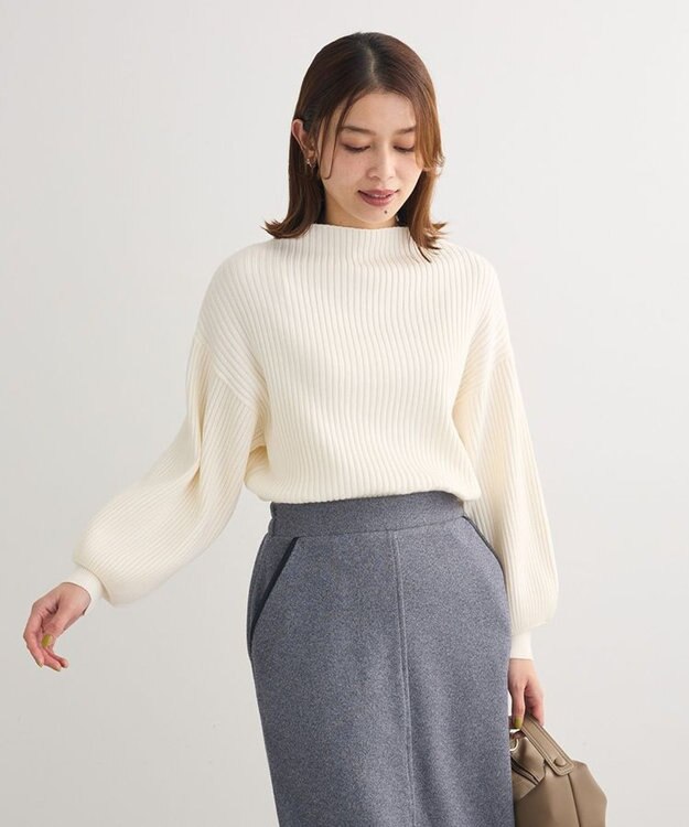 Green Parks ・ｓｗｉｎｇ　ｂｙ　ボトルネックカラーニット Off White