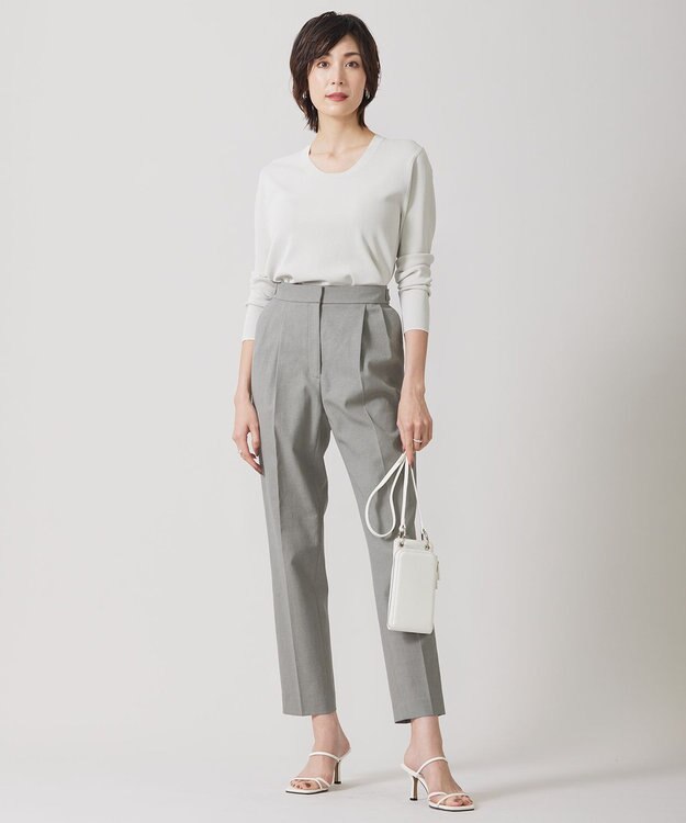 ICB 【接触冷感・UVケア・撥水・洗える】 LooseWeave テーパードパンツ モスグレー系