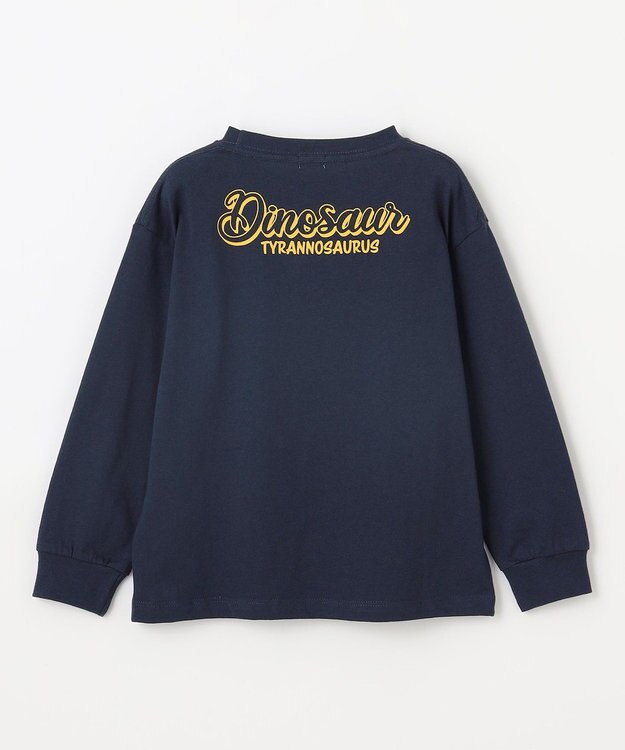 ANY KIDS 恐竜プリント 長袖Tシャツ ネイビー（ティラノサウルス）