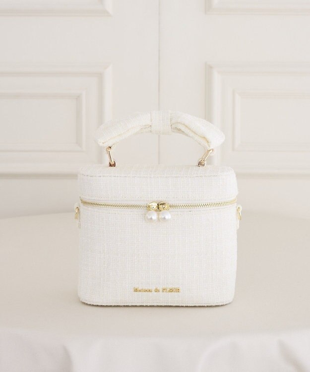 Maison de FLEUR ツイードキューブショルダーバッグ Ivory