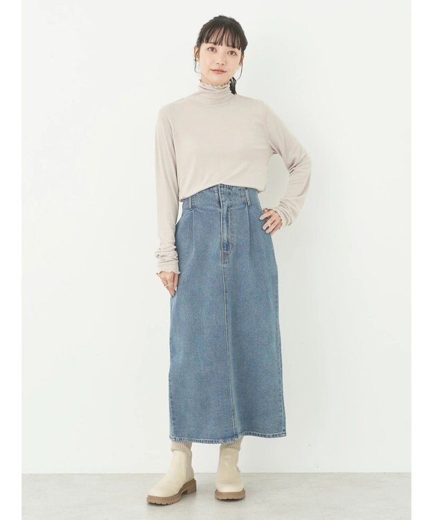 earth music&ecology シアータートルネックプルオーバー Beige