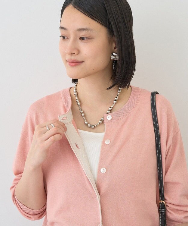 AMERICAN HOLIC 配色シアーカーディガン Pink