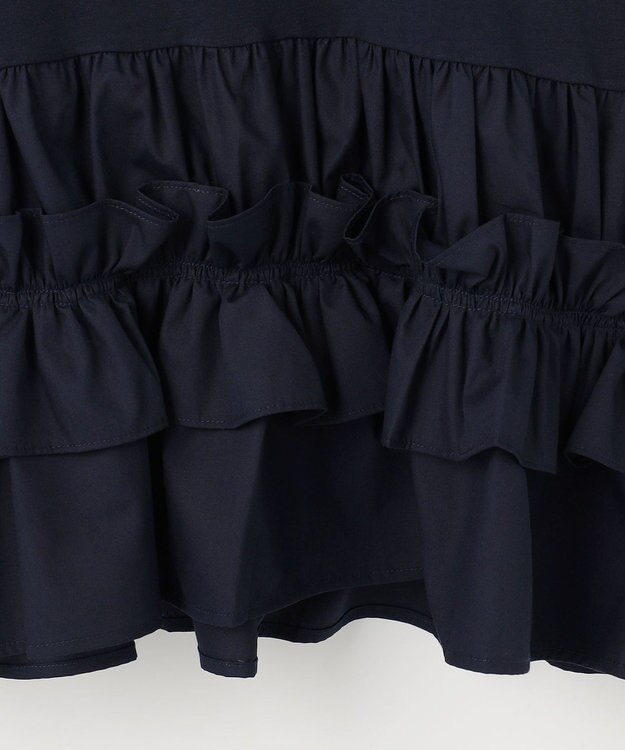 組曲 【先行予約】フリルシャツコンビ ロングTシャツ ネイビー系