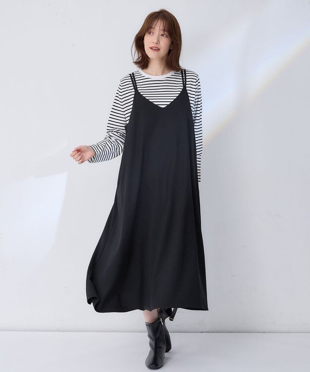 ANY 【洗濯機可能/ストレッチ】ウールライクキャミワンピース ネイビー