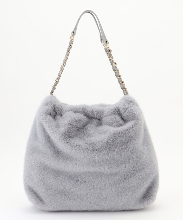 ANY SIS フェイクファーチェーン トートバッグ ライトグレー