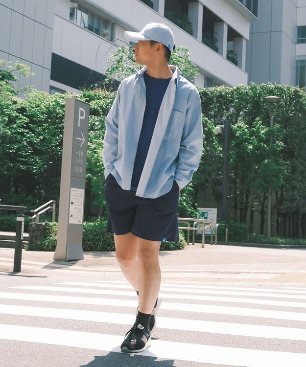 SHARE PARK MENS 【UVカット・撥水・ストレッチ】イージーデニムレギュラーカラーシャツ サックスブルー系