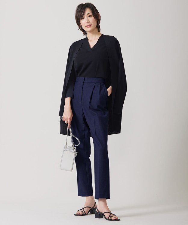 ICB 【接触冷感・UVケア・撥水・洗える】 LooseWeave テーパードパンツ ネイビー系